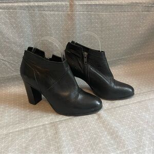 Lemare Black Leather Heeled Ankle Booties Boots 38